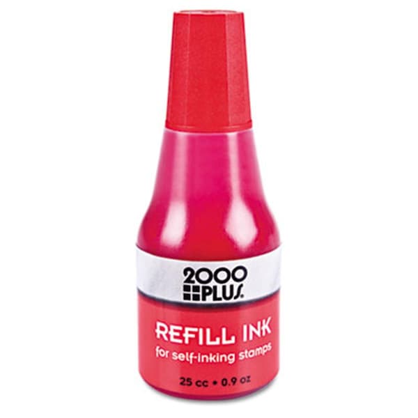 Consolidated Stamp 2000 PLUS Self-Inking Refill Ink- Red- .9 oz. Bottle 32960 - main